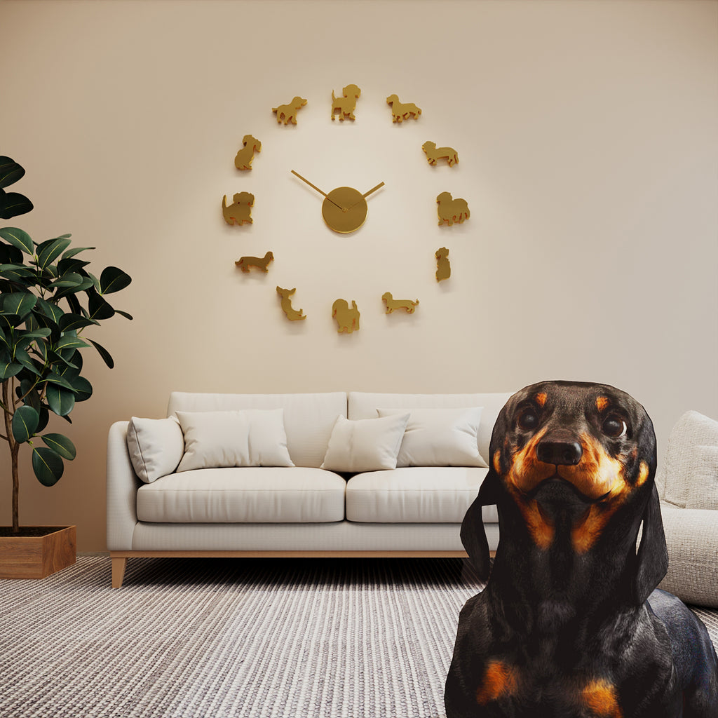 Modern Dachshund Frameless Wall Clock