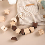 Moon and Star Wooden Threading Toy